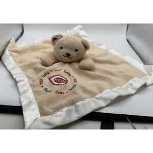 Baby Fanatic Cincinnati Reds Bear Lovey Beige Fleece Satin Security Blanket